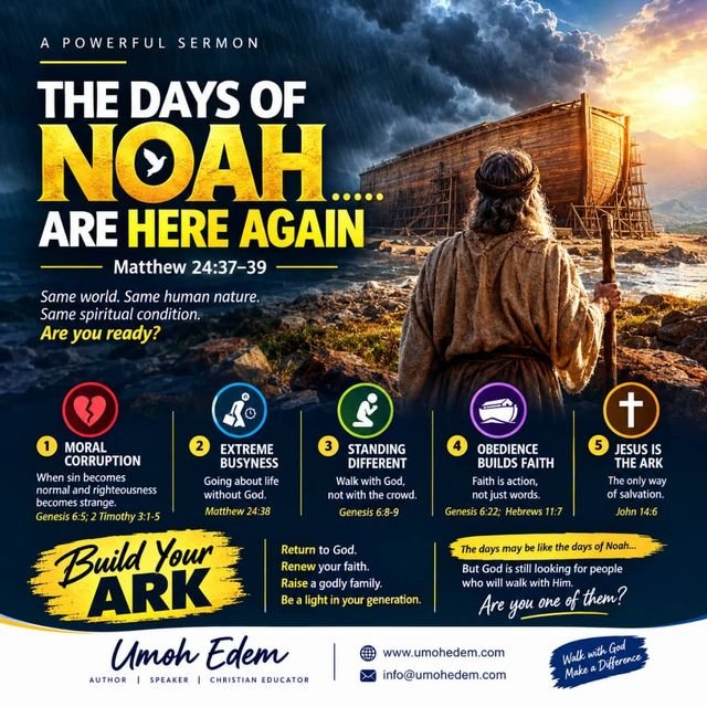 Sermon poster: The Days of Noah–are Here Again